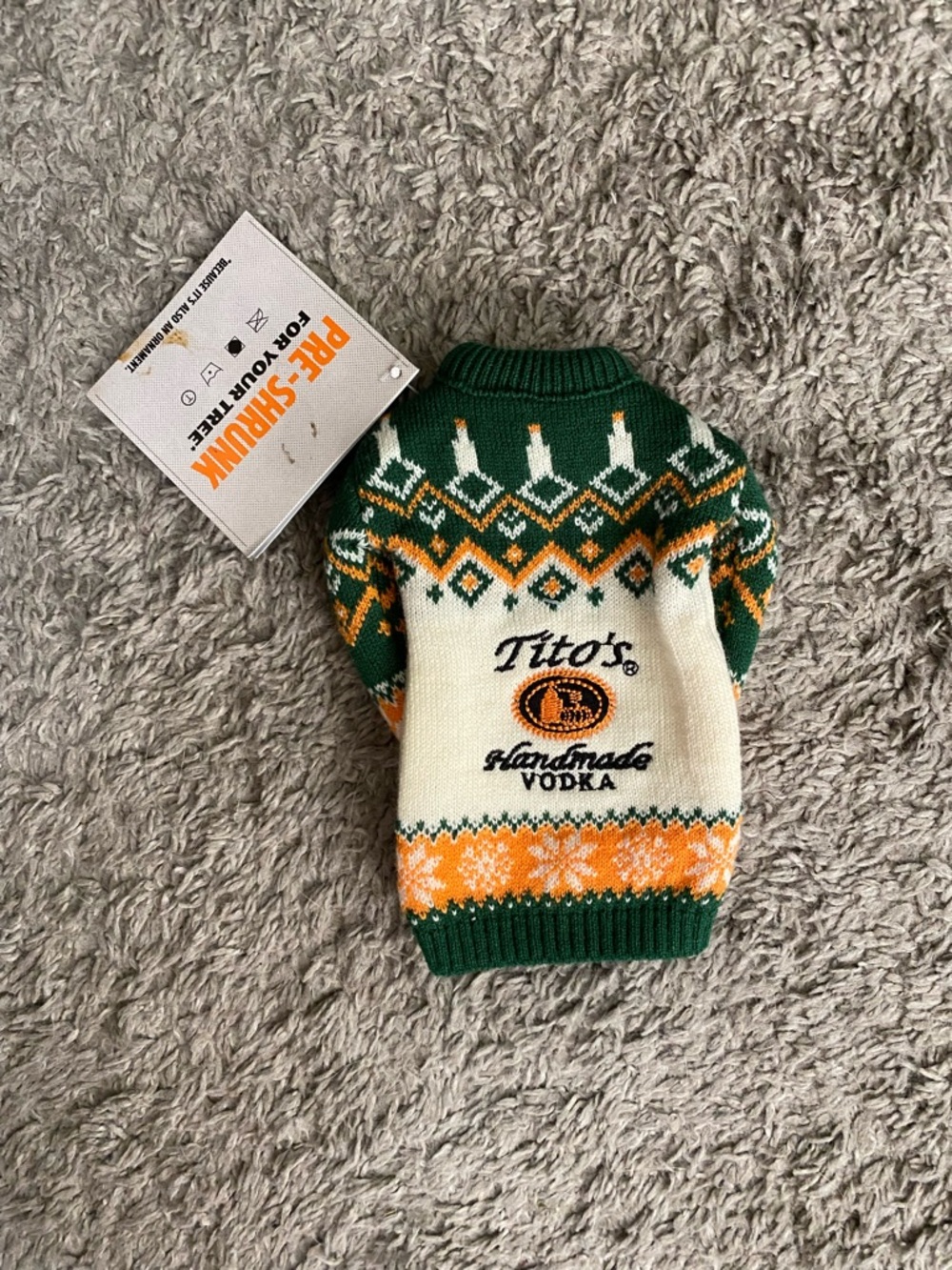 Tito's Green & Cream Knit Holiday Bottle Sweater